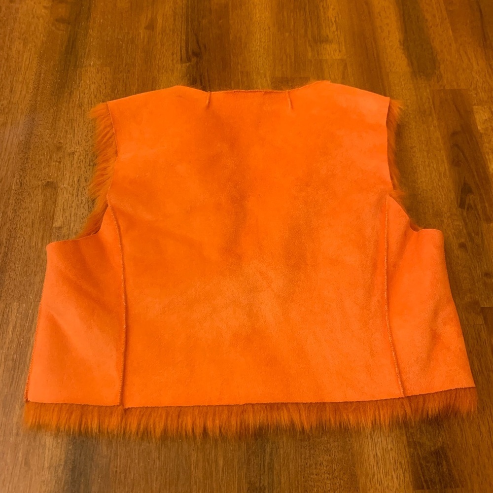 Rag & Bone faux suede fur vest Medium Orange front tie closure Vintage Bohemian - Picture 5 of 8